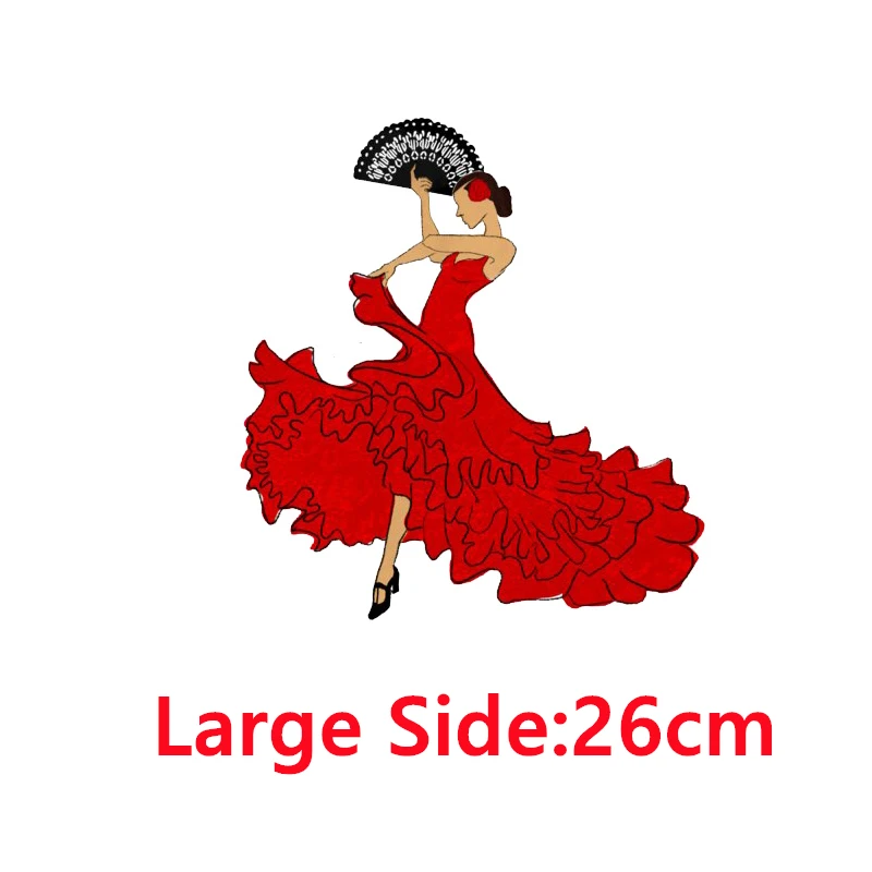 Fashion Flamenco Printing Iron-On Clothing Patches DIY Washable T-Shirts Thermo Fusible Heat Transfer Stickers Custom Applique