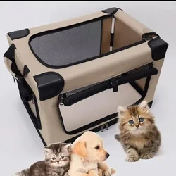 Pet Car Dog Cage Portable Dog Crate Breathable Visible Dog Car Seat Bag Soft Dog Kennel With Mesh Windows For Home Pet Tools