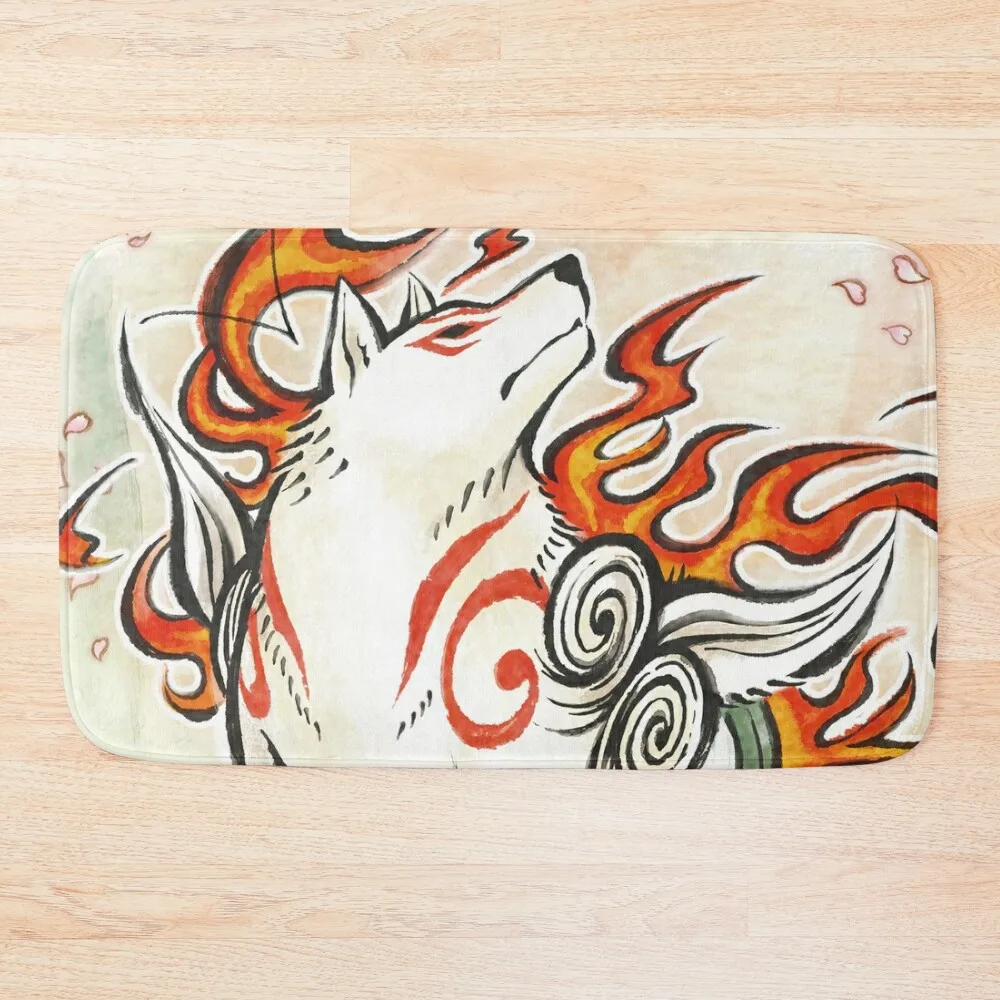 

Okami Amaterasu Wolf Spirit Japanese Sun God Bath Mat Bath Accessories Bathroom Slip Entrance Door Mat