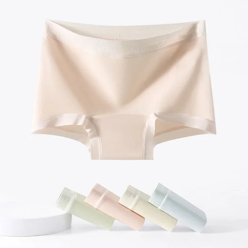 5-Piece Set Of Women's Light Colored Elastic Underwear, Sexy And Seamless Cotton Flat Angle Underwear, Women's Casual Underwear