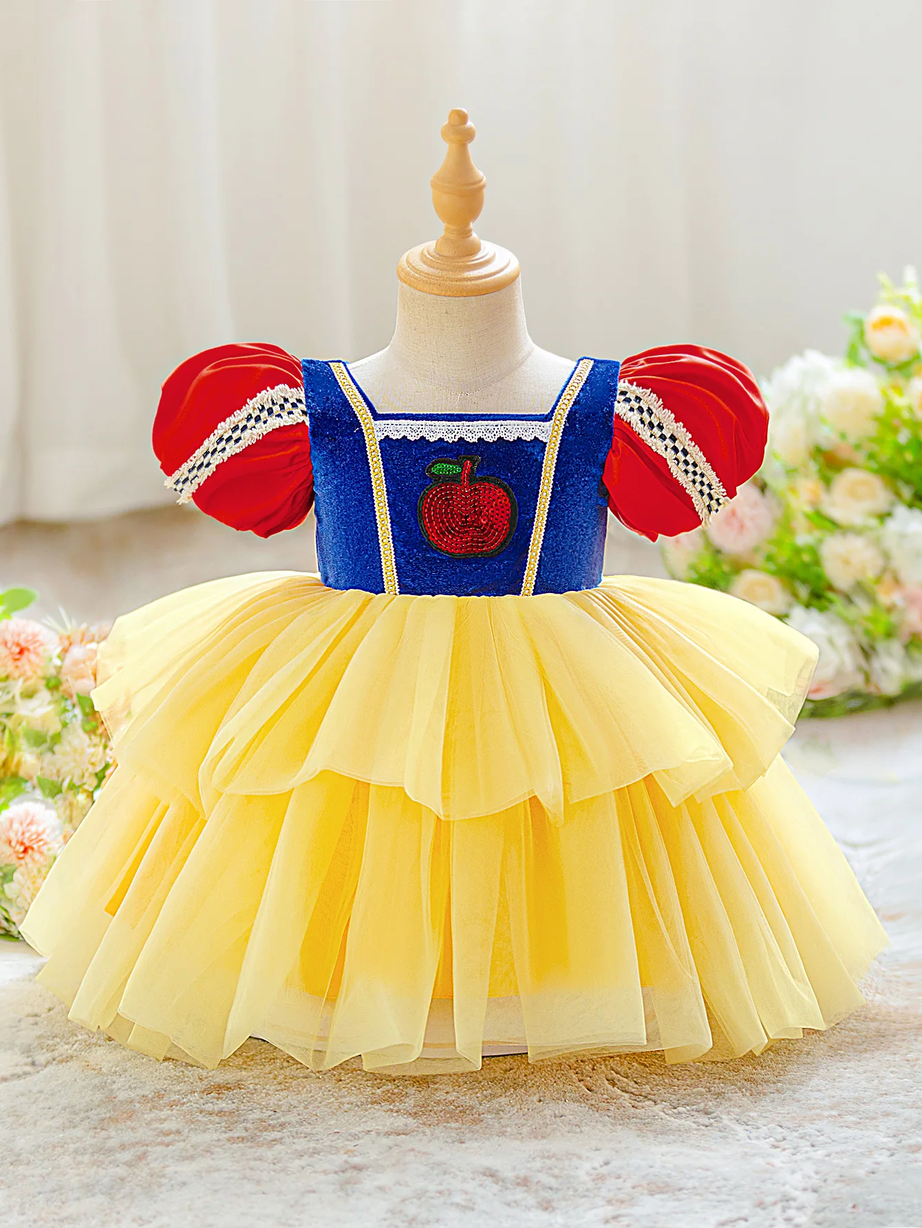

Infant Mesh Layered Ball Gown Baby Girl Dress Elegant Baptism Cospaly Birthday Wedding Princess Dresses Bridesmaid Prom Costume