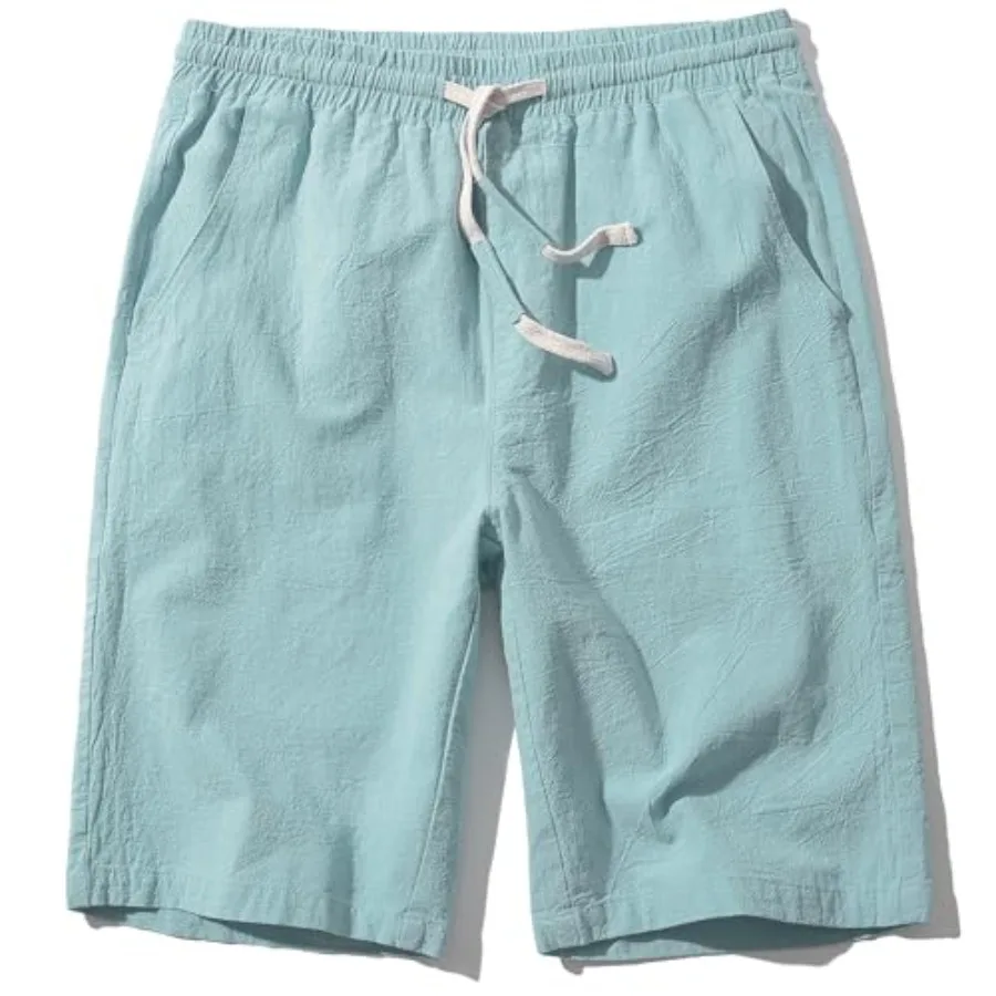 

Мужские льняные шорты SIR7 классического кроя с эластичным поясом и шнурком, длина по внутреннему шву 11 дюймов