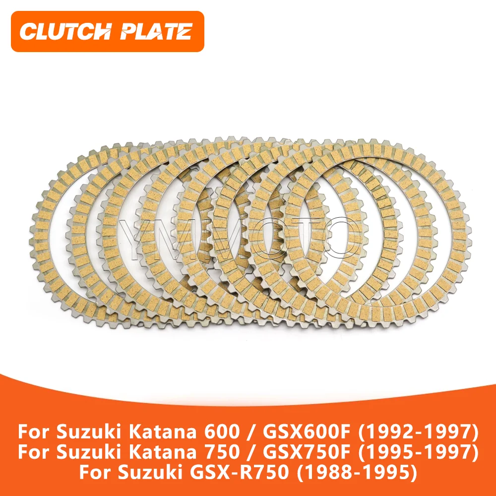 Motorcycle Clutch Friction Plate Kit For Suzuki Katana 600 GSX-R750 GSX750F GSX600F 1988-1997 Replacement Clutch Discs