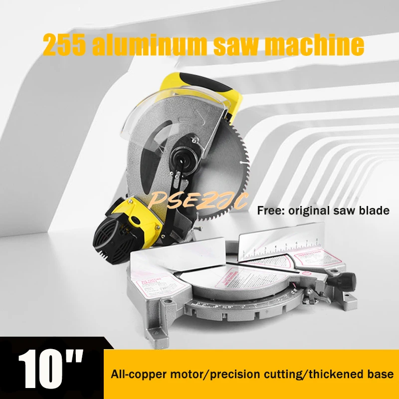 10 Inch 220V Aluminum Sawing Machine Wood Angle Oblique Cutting Saw for Woodworking Tools and Rubber Plastic Aluminum Cutting