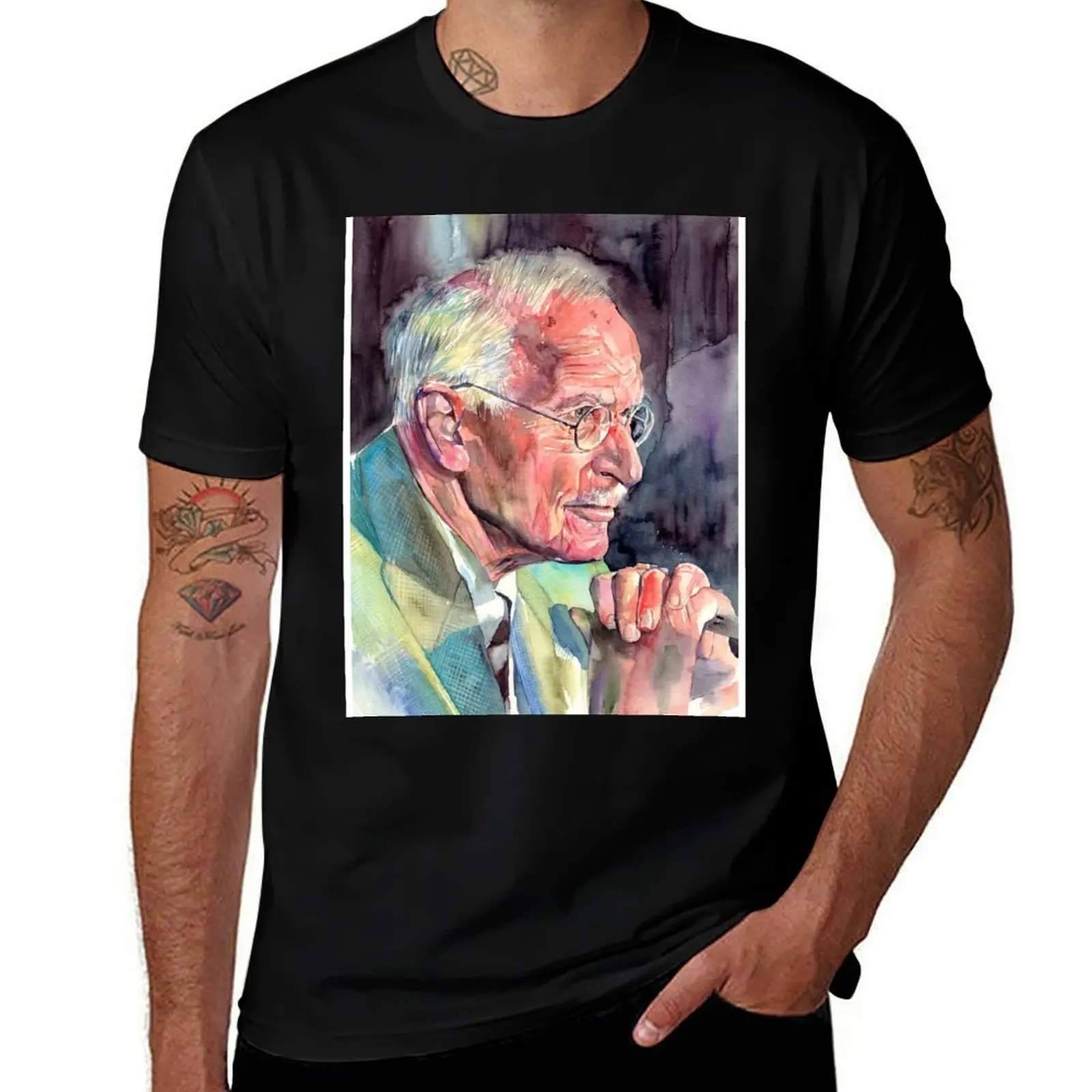 

Carl Gustav Jung Portrait T-Shirt essential t shirt cotton t shirts high quality T-Shirt