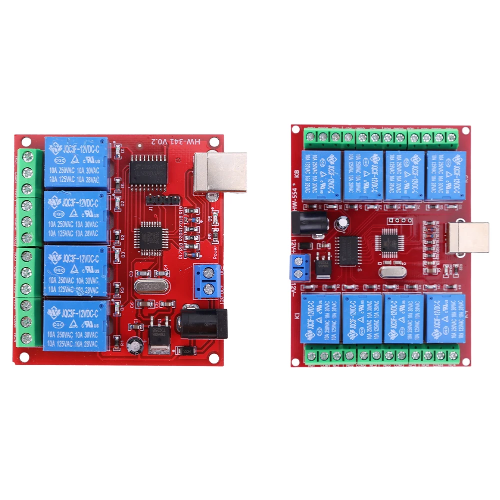 4/8 채널 컴퓨터 USB 제어 스위치 프리 릴레이 모듈 DC 12V PC 릴레이 모듈 스마트 홈용 확장 보드