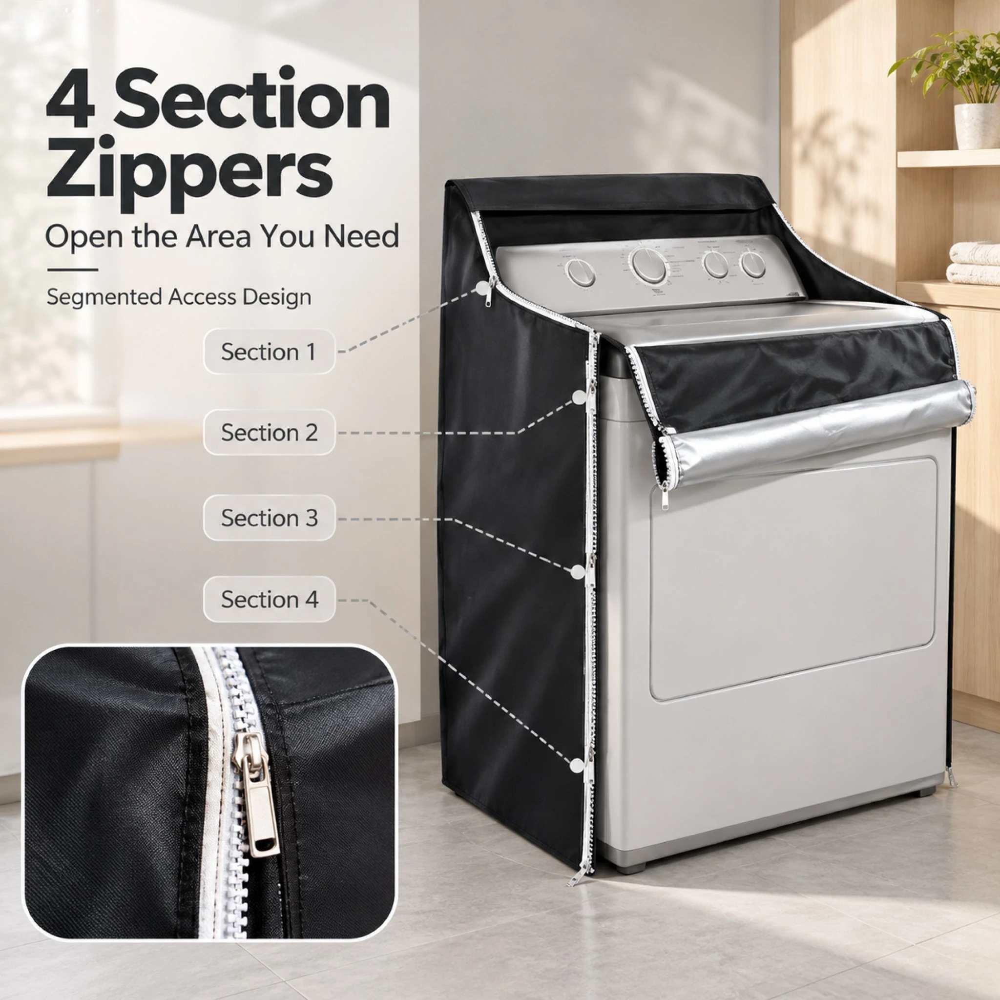 Front-loading Washing Machine Cover, Heavy-duty Windproof Protective Cover, Perfectly Fits American Front-loading Washer-dryer