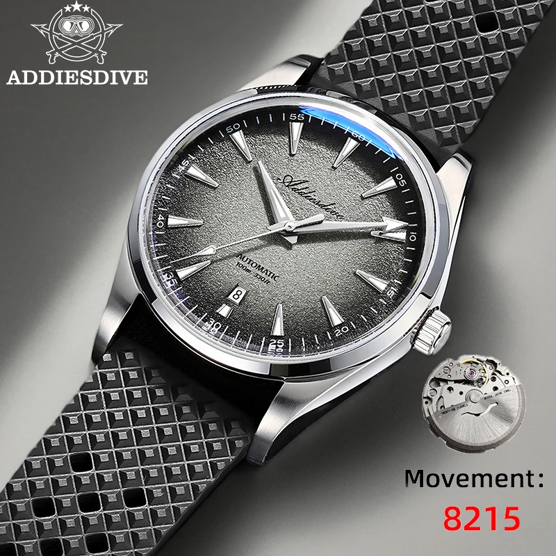 

ADDIESDIVE Men's Luxury Stainless Steel Watch 39mm Japan Automatic Movement 100M Waterproof BGW9 Blue Luminous Date Dress Watch