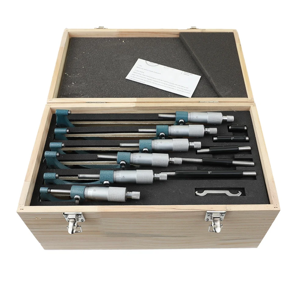 0.0001" 6Pcs/Set Micrometer Set Professional Premium Precision Machinist Tools Set Micrometer Measuring Tool