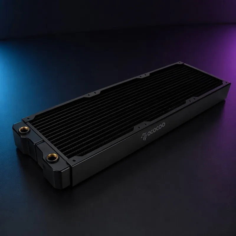 OCOCOO 420mm Copper Water Cooling Radiator Industrial Server Rack Water Cooling G1/4 Thread Precision Temperature Control