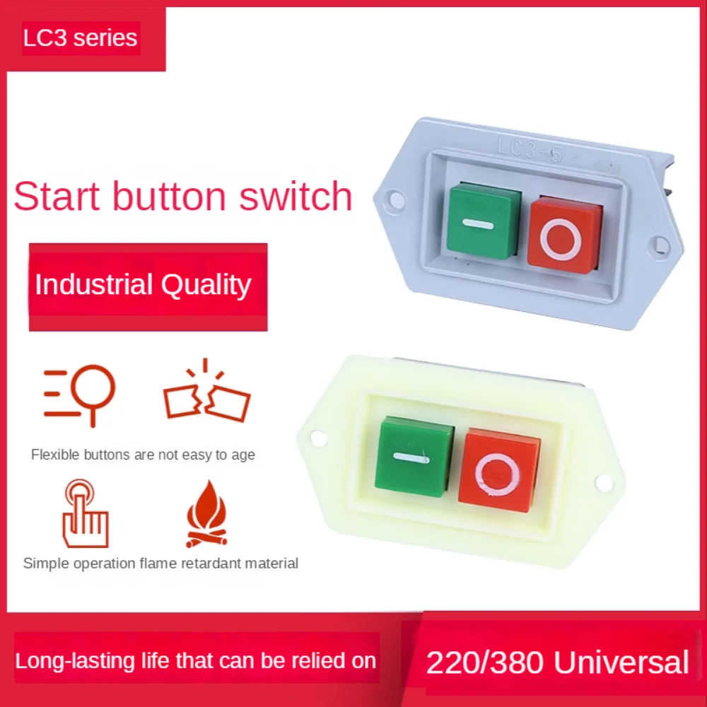 LC3-5/LC3-10 Start Stop Switch on/off 5A 10A 380/220V Bench Drill Grinding Cutting Machine Button Drill Switch 3Phase Starter