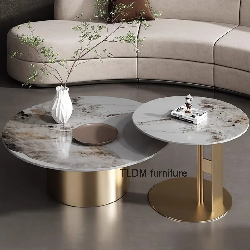 

Round Modern Coffee Table Living Room Luxury Home Nordic Sofa Table Metal Aesthetic Table Basse Furniture Decoration