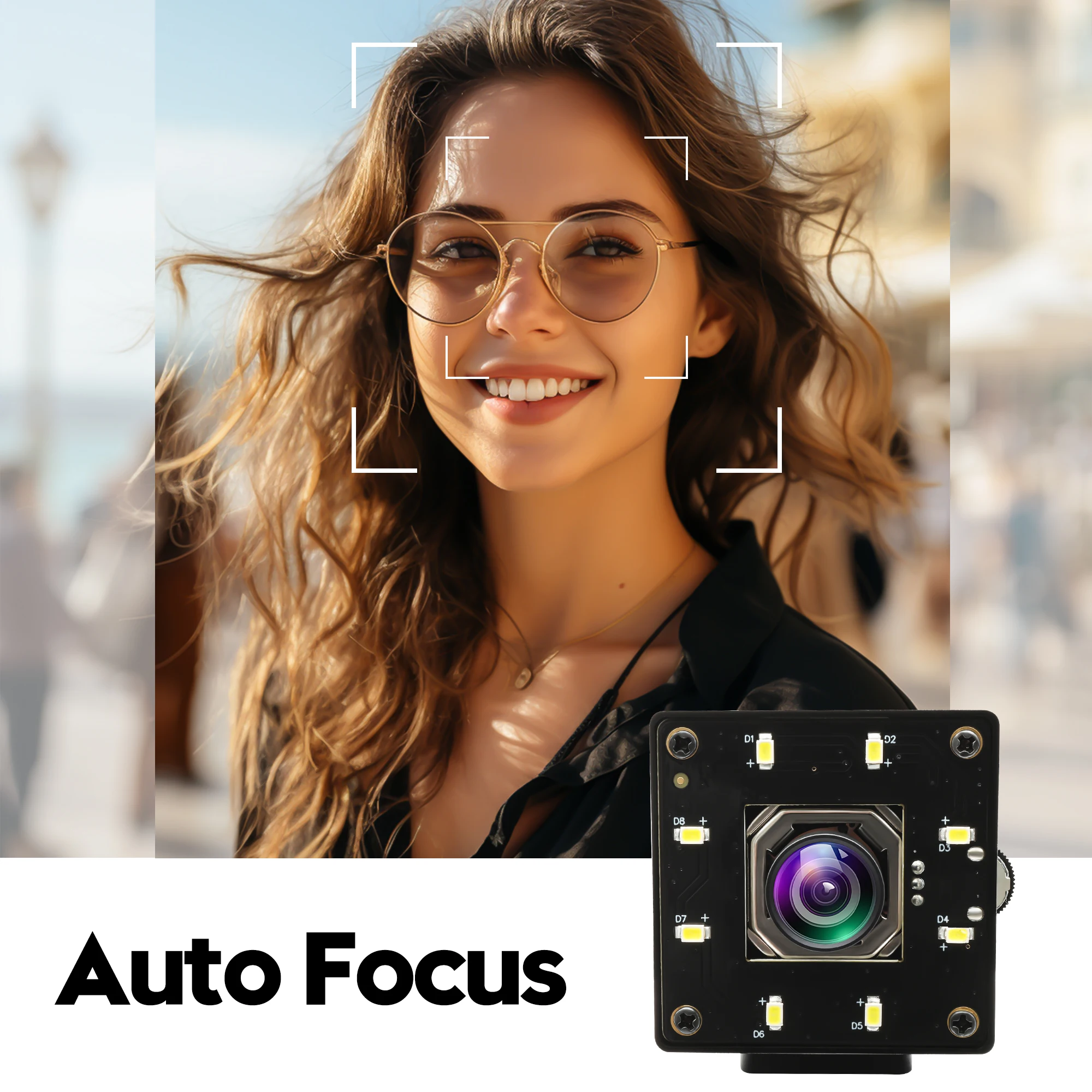 ELP 4K Mini USB Camera Autofocus No Distortion with 8 PCS White LED for Windows Mac Linux Support Live Streaming