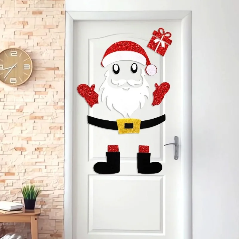 

Non woven fabric door stickers, holiday shopping mall shop windows, glass stickers, home decorations, snowmen