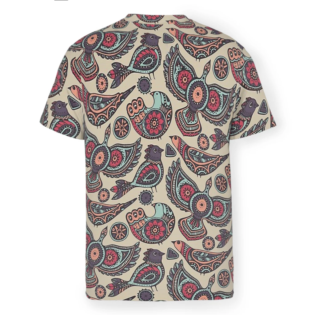 Polyester TShirt for Men Bohemian Wonderland Intricate And Beautiful Patterns Ornate Birds Soft Summer Thin T Shirt High