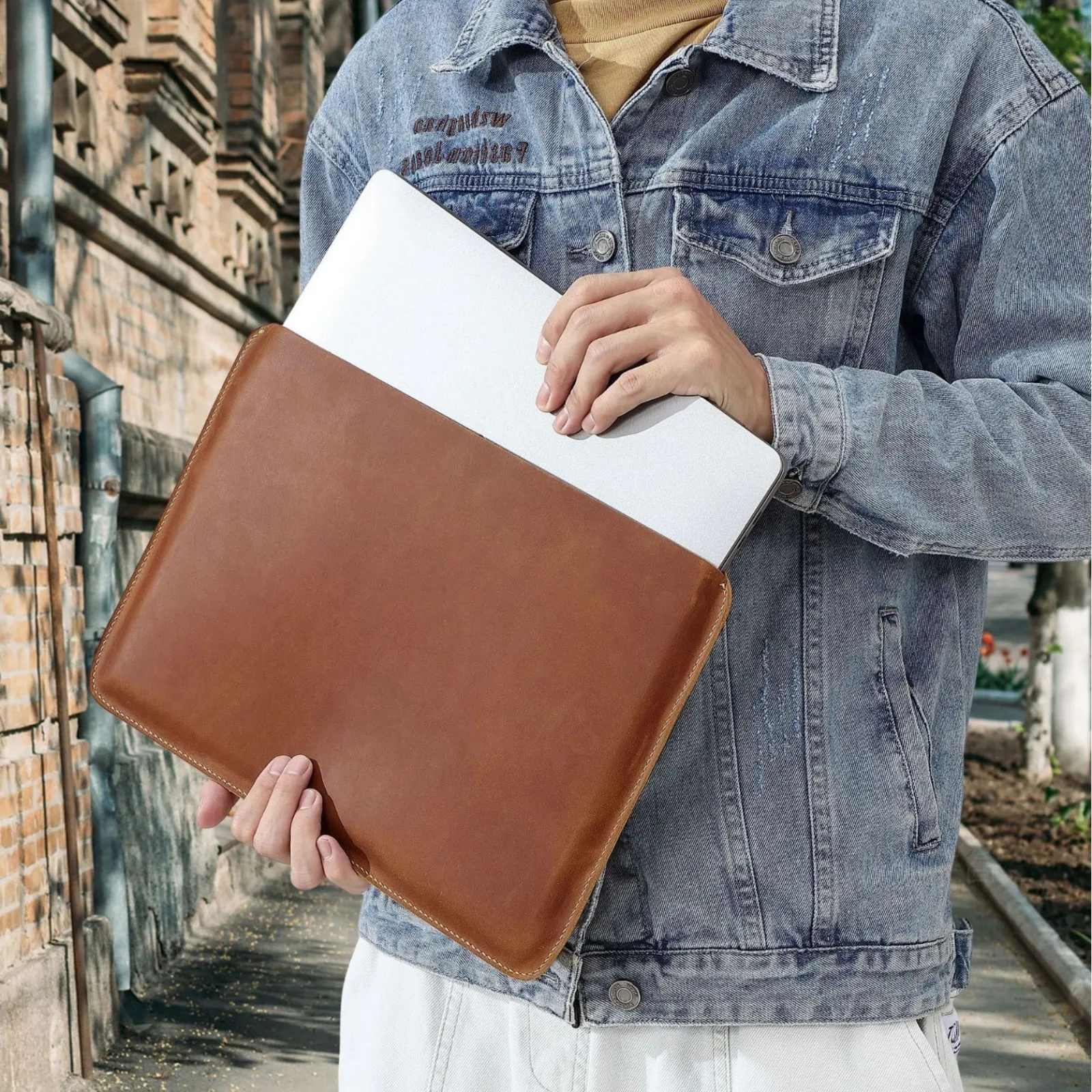 ซองใส่แล็ปท็อปหนังแท้แบบบางเฉียบ, เคสหนังบางพิเศษสำหรับปกป้องโน้ตบุ๊กขนาด 14 นิ้ว สำหรับ MacBook, iPad Air/Pro