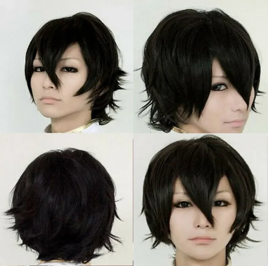 Perruque Synthétique Noire Courte et Lisse pour Homme, Cheveux de ix, Cosplay, Sexy, Beau, Nouveau