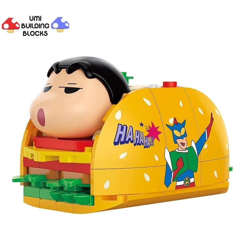 Crayon Shin-Chan Delicious Snack Series Assembly Building Blocks, Modelo de Atividade, Personagem dos Desenhos Animados, Imagem Ornamentos, Holiday Gift