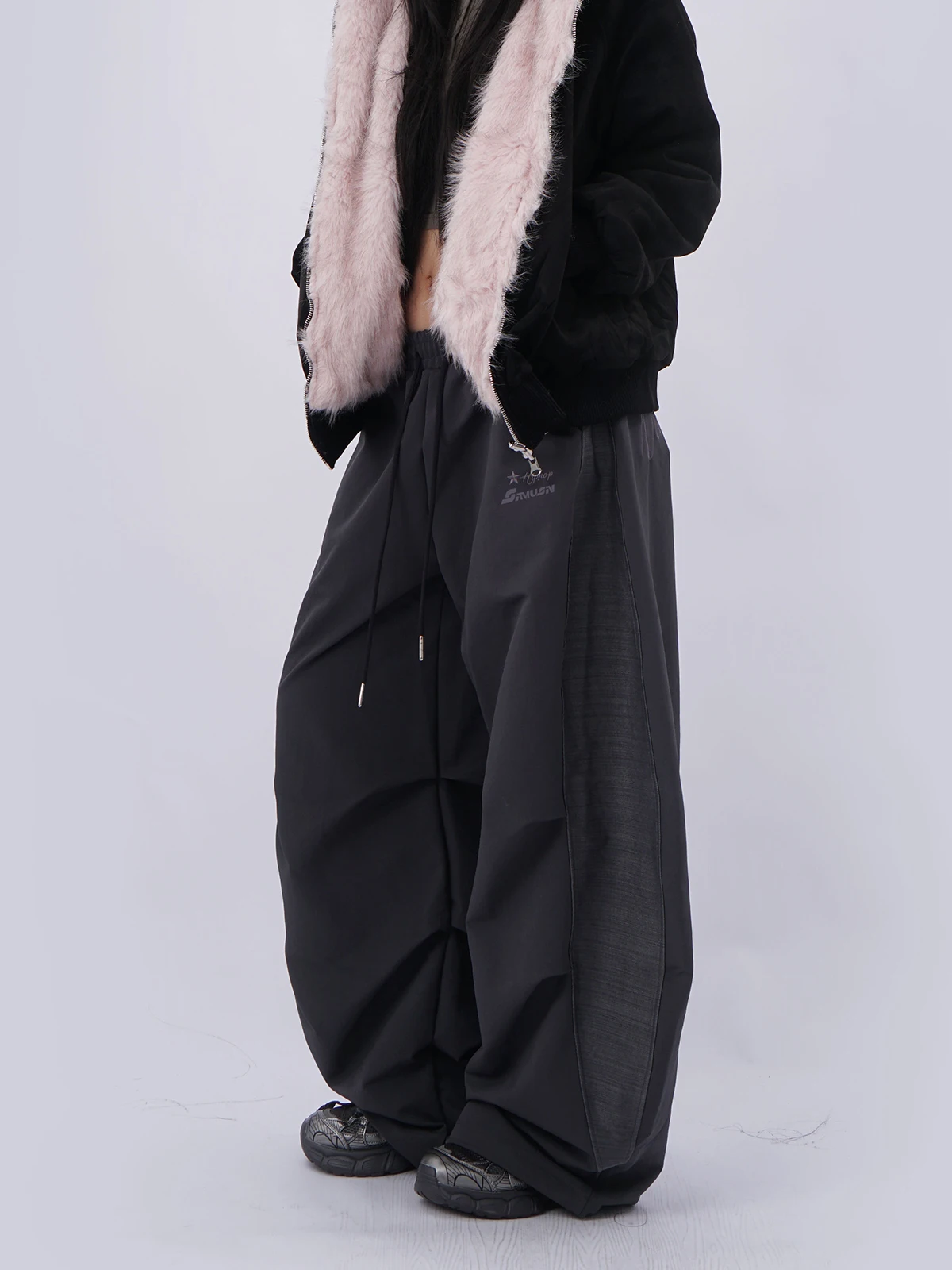 

Женские широкие брюки в стиле хип-хоп для уличных танцев, повседневные, с декоративными вставками, в американском спортивном стиле, от Qui Dry Tee Acres Tee