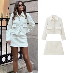 TRAF New Sets Women's Autumn 2-piece 2024 New Chic Skirt Women's Set Street Elegant Fashion Slim Youth Holiday 2-piece Set