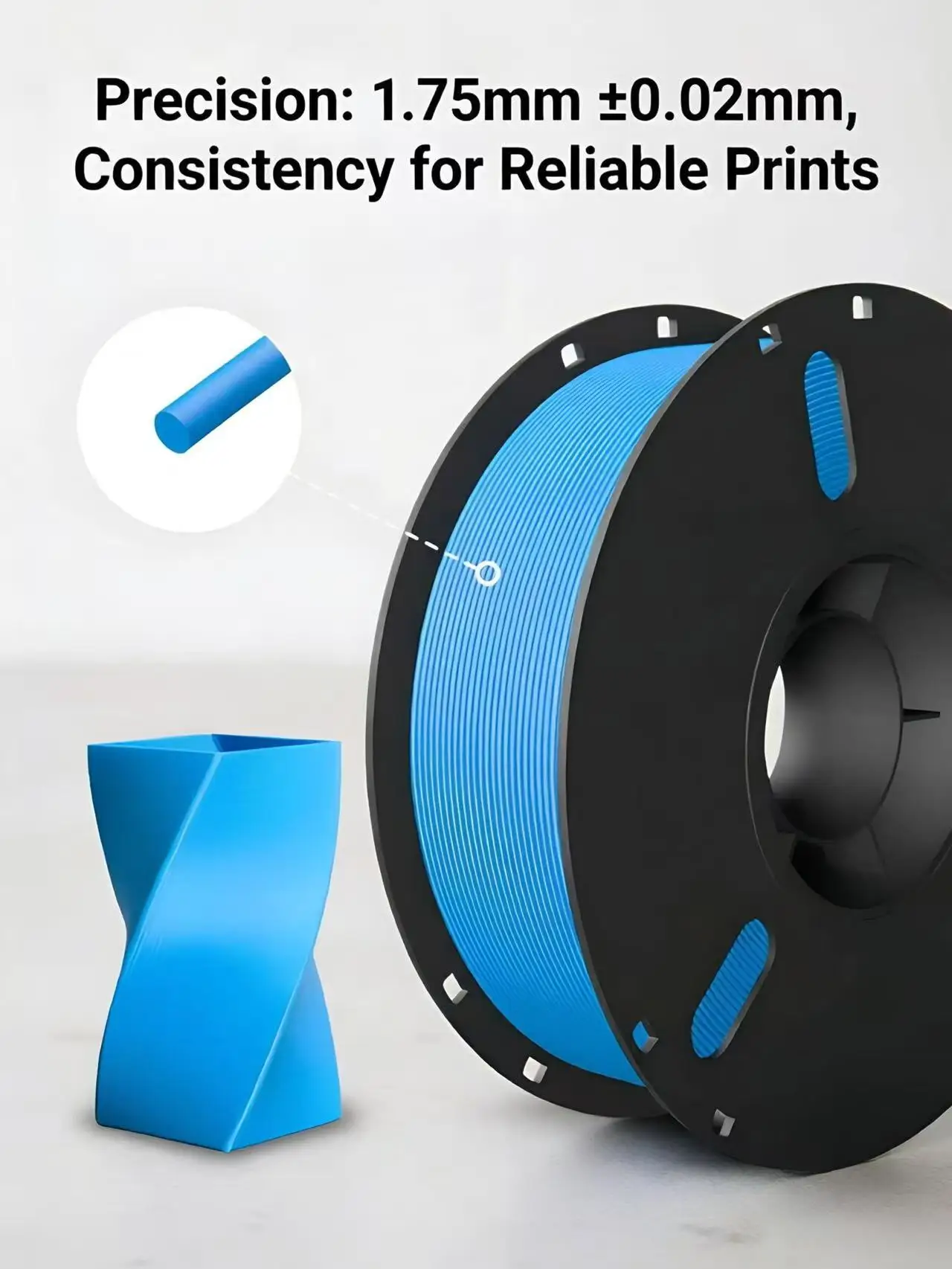 PLA Filament 1.75mm | Compatible with High-Speed 3D Printers | 1KG Spool or 10-Pack Option，No Clogging,PLA white elastic durable