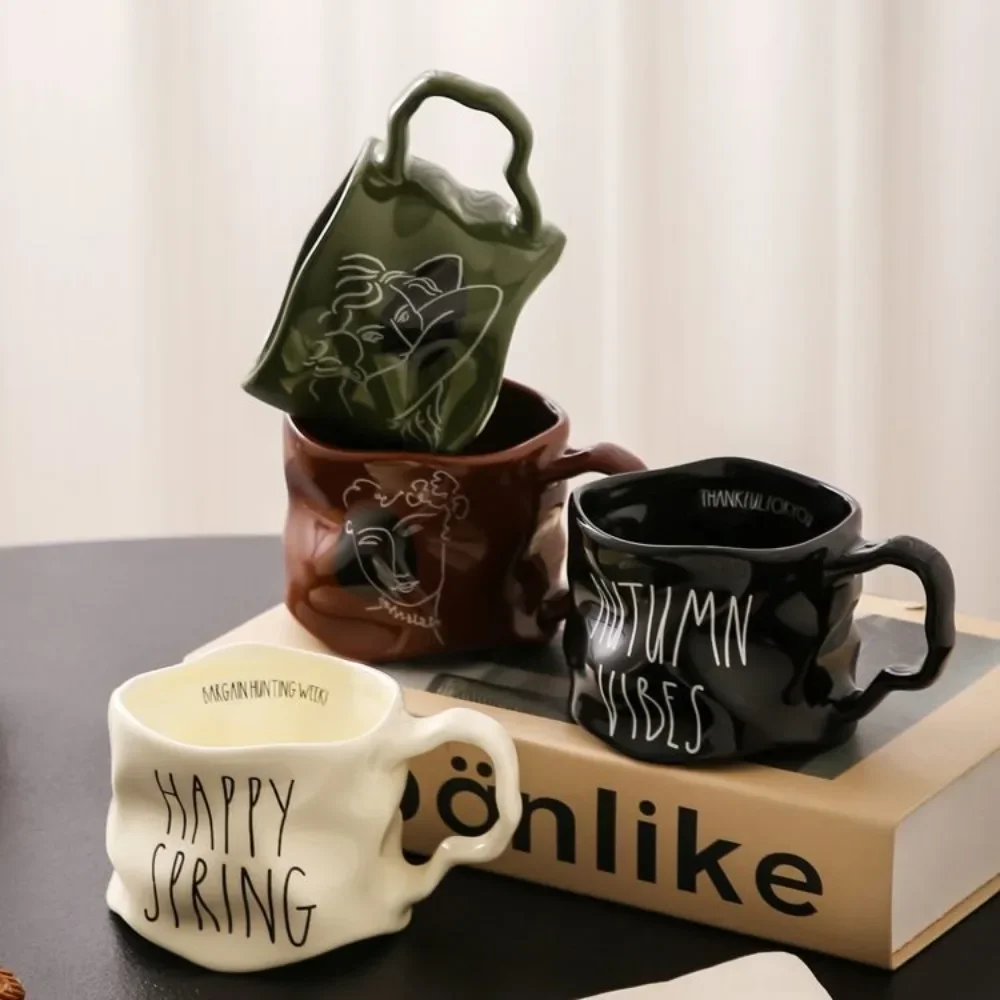Irregular Ceramic Mugs Creative Coffee Cups Couple's Home Cup Ceramic Mugs Living Room Drinking Utensils Ceramic Gifts Drinkware
