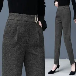 Woolen Pants for Women Autumn Winter 2024 New Items Slimming Carrot Pants Loose High Waisted Straight Leg Casual Harem Pants