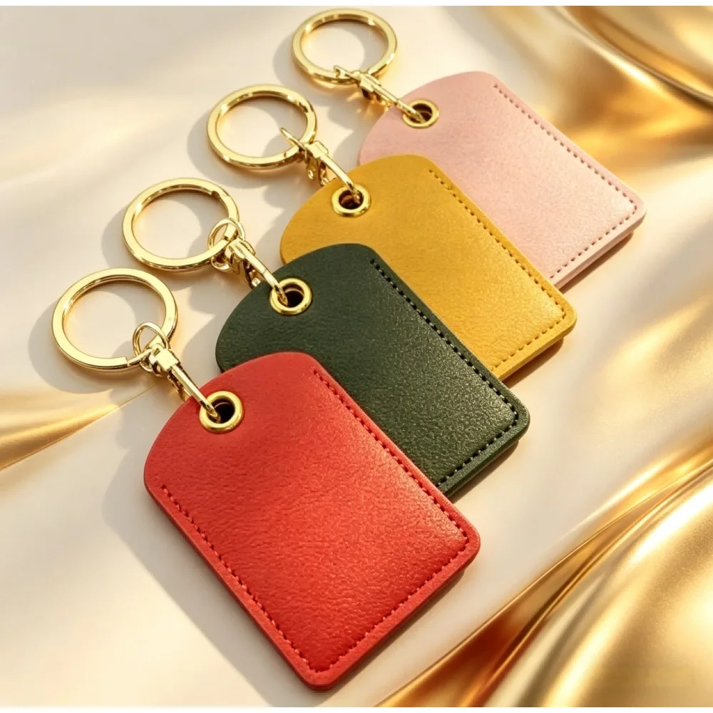 

Personalized Custom Leather Metal Classic Keychain Phone Car Y2k Card Protective Cover Keyring Access Creative Gift Round Simple