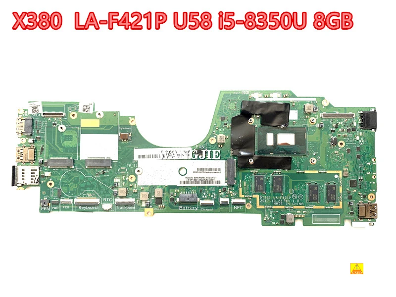 FOR Lenovo ThinkPad Yoga X380 Mainboard LA-F421P U58 i5-8350U 8GB RAM 02DA016 5B20X01197 100% Working