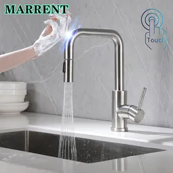 Sensor Touch Kitchen Faucet with Pull Down Hot Cold Mixer Tap Stainless Steel Kitchen Fixture Sensitive Touch on Kitchen Faucets