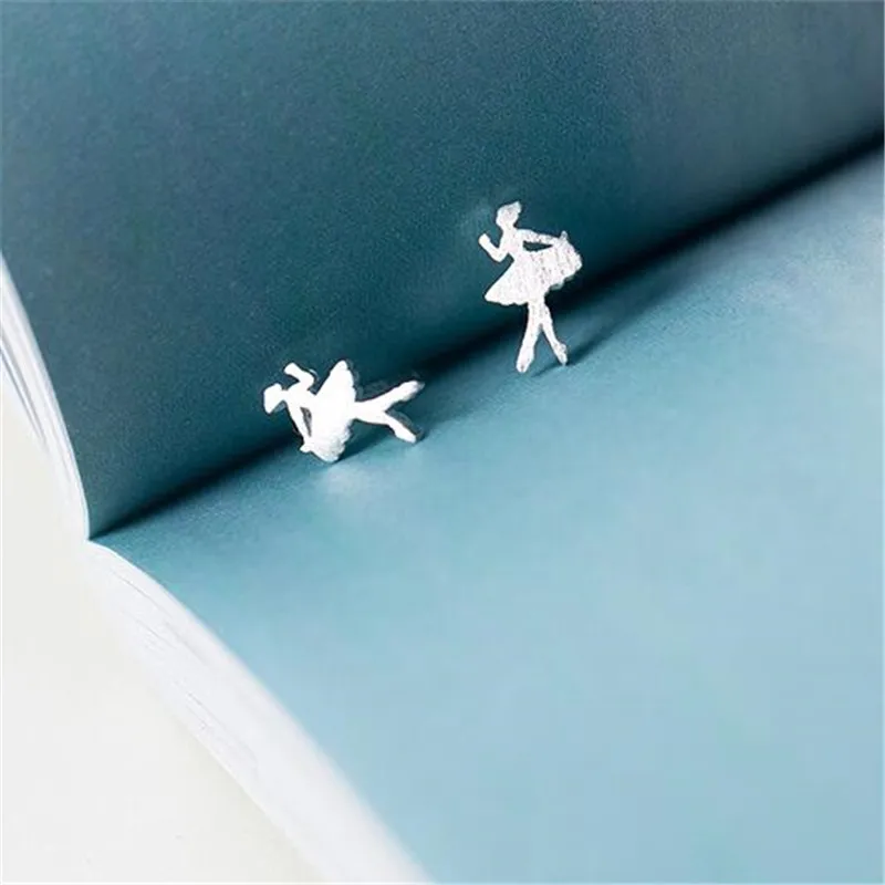 New Fashion Jewelry 925 Sterling Silver Temperament Little Ballet Girl Simple Exquisite Hypoallergenic Women Stud Earrings