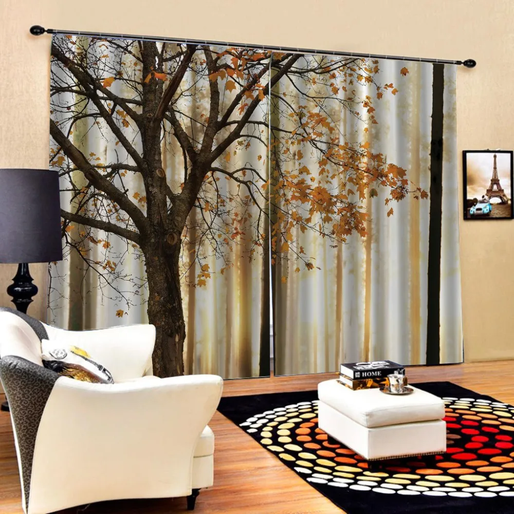 

Kitchen Curtains thick 90% blackout 3d landscape Vintage Window Treatment For Bedroom Living Room 3d curtains