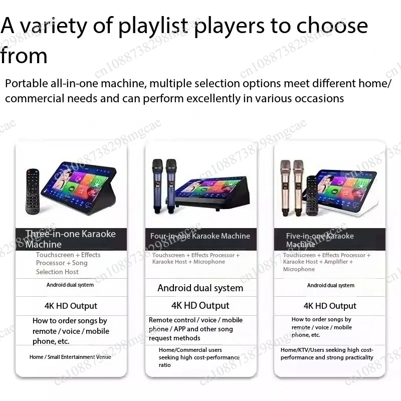 Multifunctional 4-in-1 Karaoke Machine for Home KTV with Amplifier, Reverb, Bluetooth and Built-in Song System