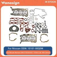 Engine Full Head Gasket Set Fit 3.0 T L V9X Diesel For Nissan Navara D40 STX550  Pathfinder R51 Ti550 3.0L QX70D 10101-00Q0M