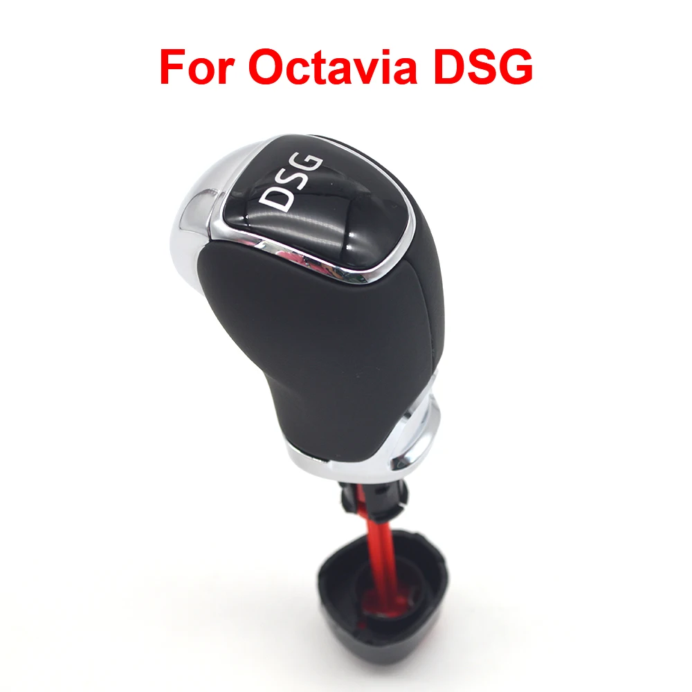 

OEM For DSG Skoda Octavia Superb Yeti DSG Gear Shift Knob Head Handball Leather With DSG LOGO Cr Accessories