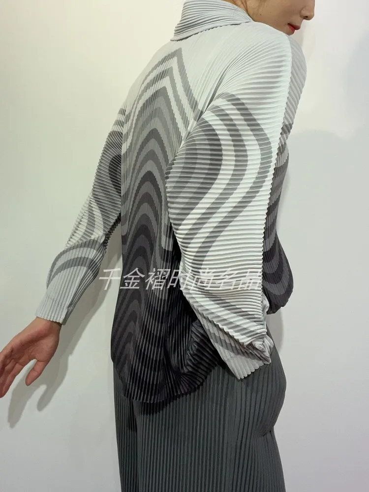 المرأة سميكة قميص بولو 2025 الخريف جديد عصري مطبوعة كبيرة الحجم فضفاضة ضئيلة طويلة الأكمام مطوية الملابس النسائية #6