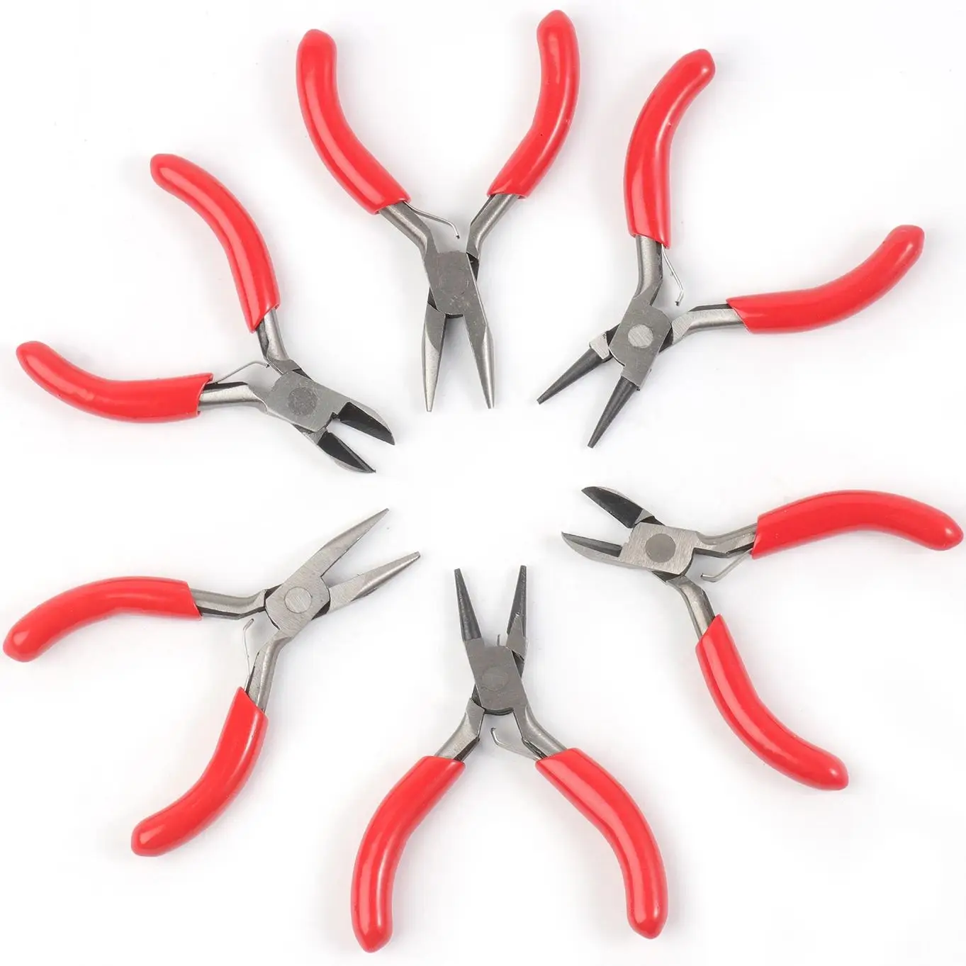 Red Pliers Stainless Steel Jewelry Tools DIY Findings Hardware Tools Round Head Pointed Nose Pliers Side Cutter Pliers 1pcs