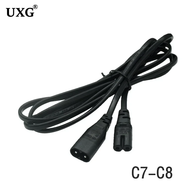 

IEC 320 C8 Male Plug to C7 Female Connector AC Power Cord , Type Figure 8 Power Extension Cable 30cm 1.8m 3m