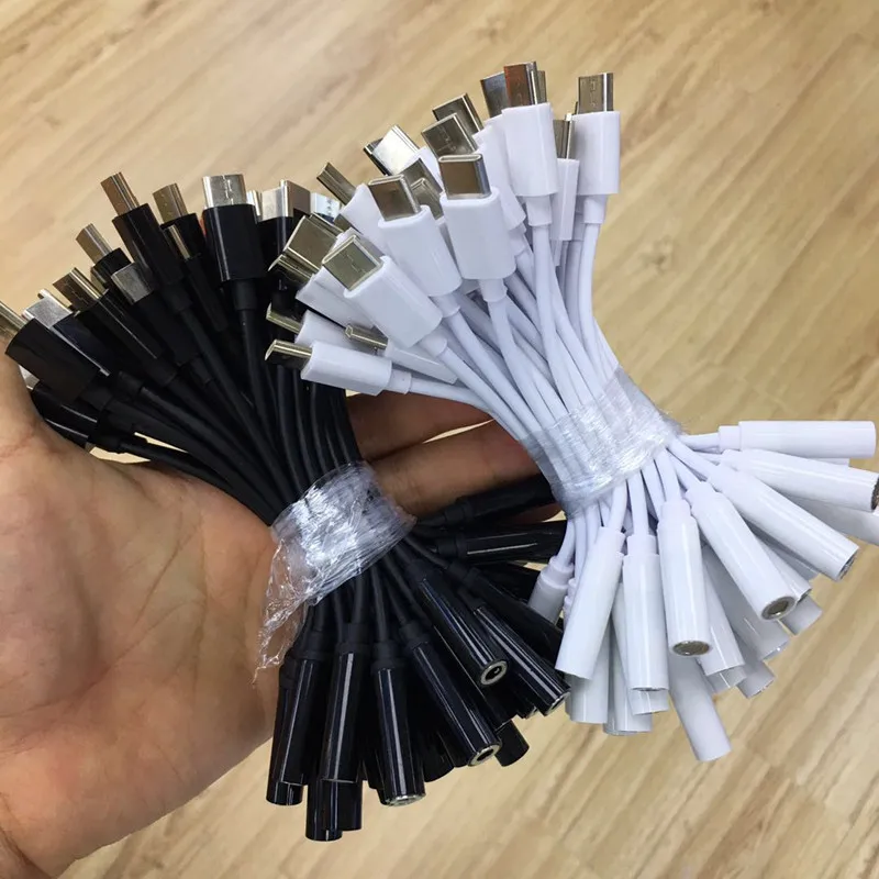 100pcs/lot Type C To 3.5mm Earphone Cable Adapter Usb 3.1 Type-C Male to 3.5 Aux Audio Female Jack for All USB C Smart Phones