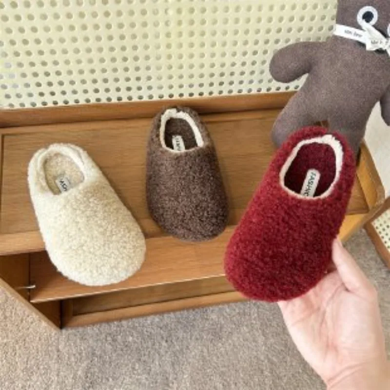 2025 الشتاء الأطفال حذاء مسطح عادية ومريحة للأطفال القطن المقطورات محايد دافئ كعب مسطح أحذية قطنية