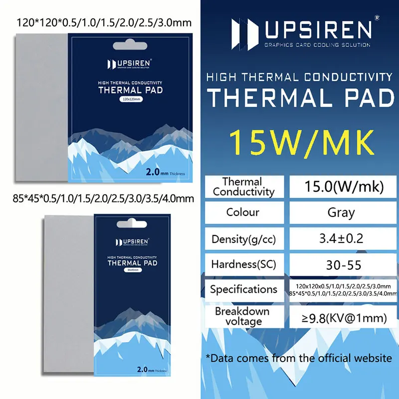 Upsirene Grafikkarte Kühlung 15w/mk Thermo pad Wärme ableitung Silikon Pad CPU/GPU Grafikkarte Thermo pad Motherboard