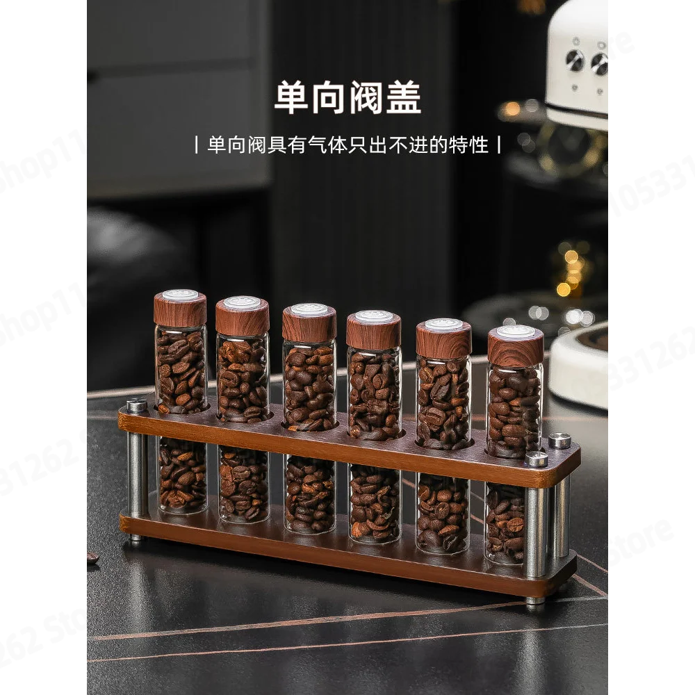 Coffee Bean Packaging Test Tube Sealed Bottle Single Dose Bottle Sealed Storage Jar Walnut Wood Display Stand Aroma Bottle