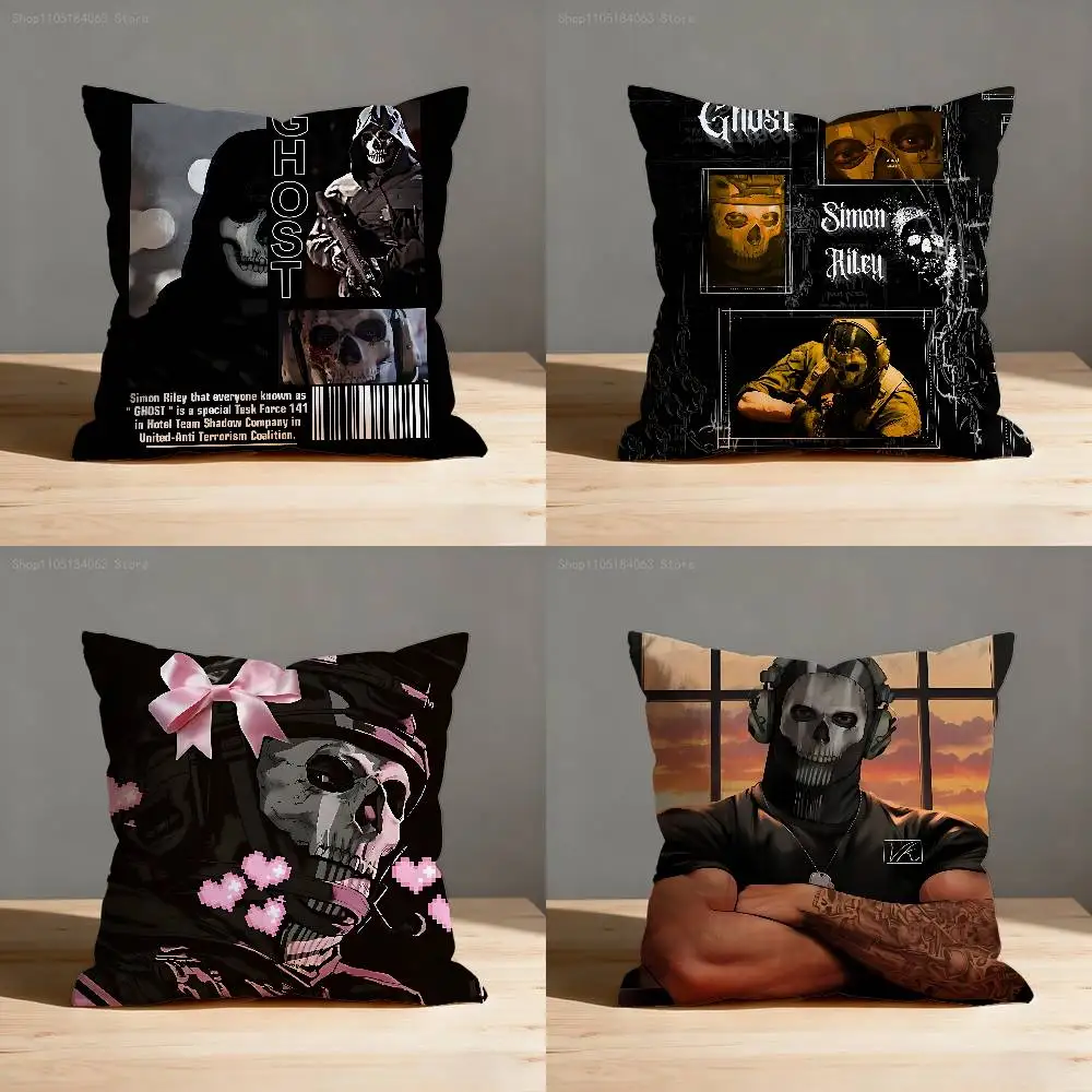 

C-Call of D-Duty Ghost Simon Riley Pillow Case For Sofa Decor Car Office Room Printing Cushion Cover Decorations and Protector