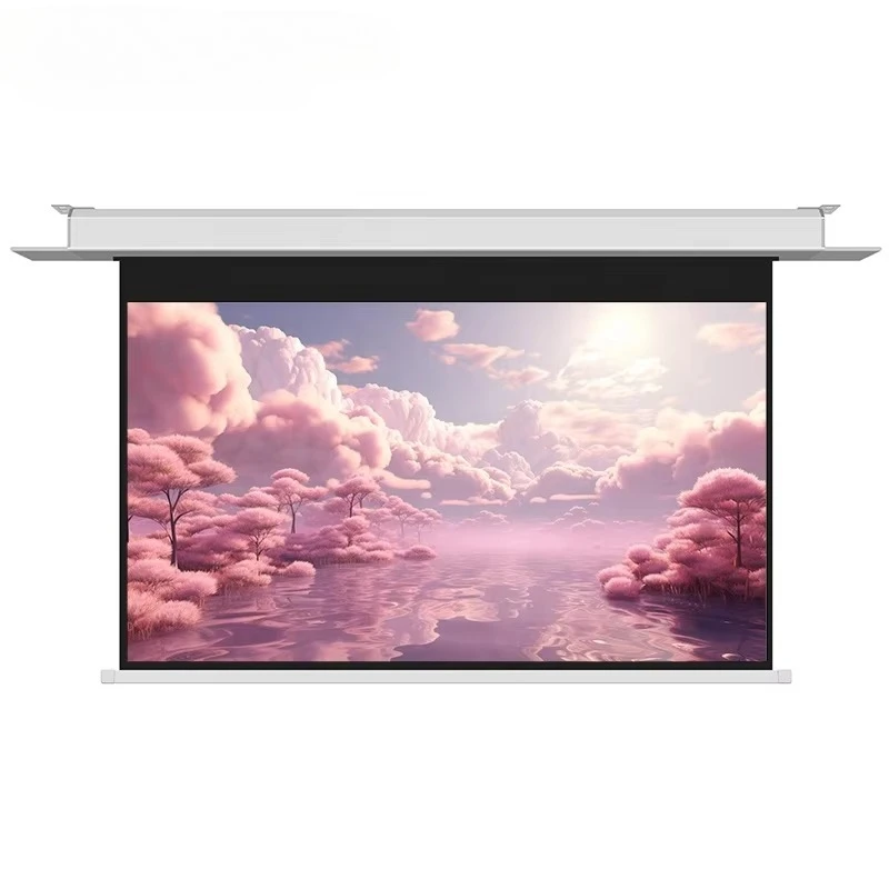 100 inch 16:9 ceiling projection screen small aluminum alloy shell remote control lifting electronic screen
