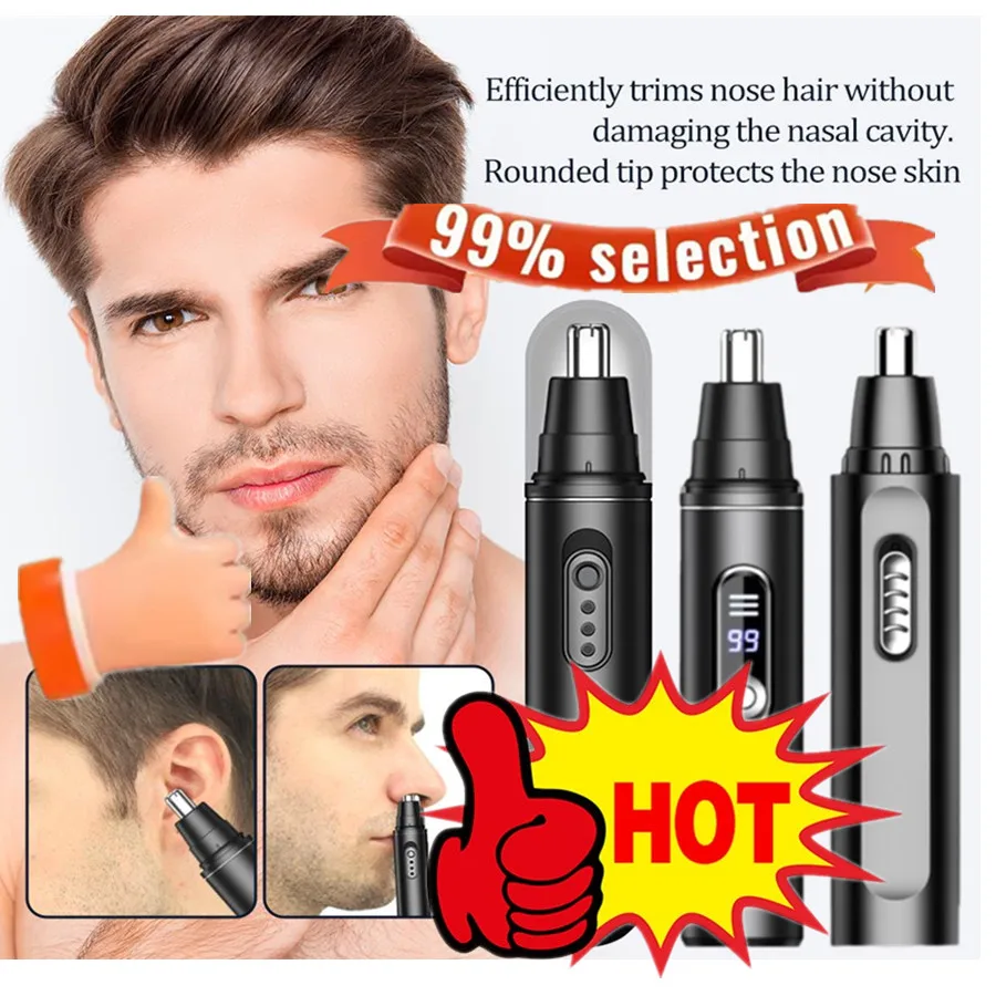

Электрический триммер для волос в носу для мужчин, перезаряжаемые ножницы для волос в носу, очиститель для носа, бритва для волос в носу и грумер