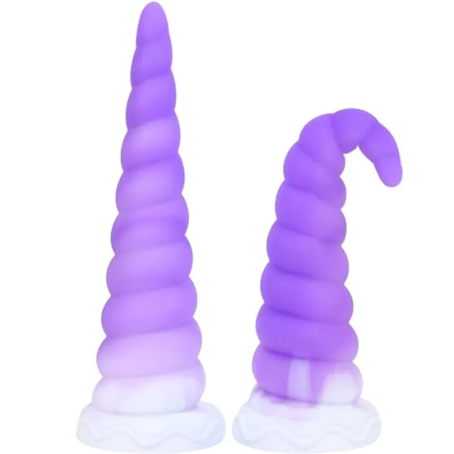Silicone Anal Stretcher Butt Plug, Soft Trainer Dildo with Curved Texture and Strong Suction Cup for Hands-Free Play, Adult Sex