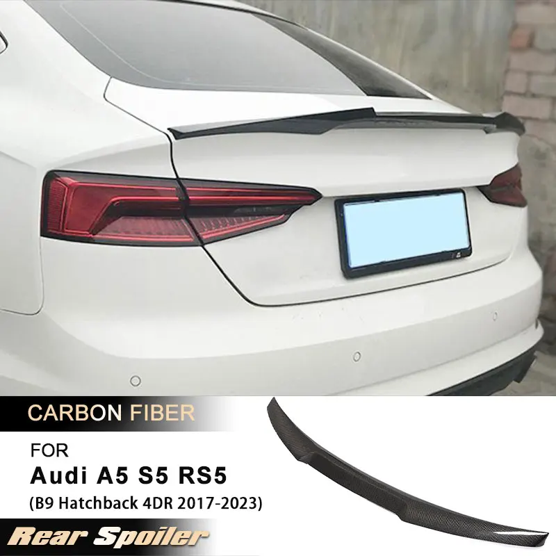 

Car Rear Trunk Spoiler Wings for Audi A5 S5 RS5 B9 Hatchback 4DR 2017-2023 Rear Spoiler Boot Wing Lip Full Carbon Fiber ABS