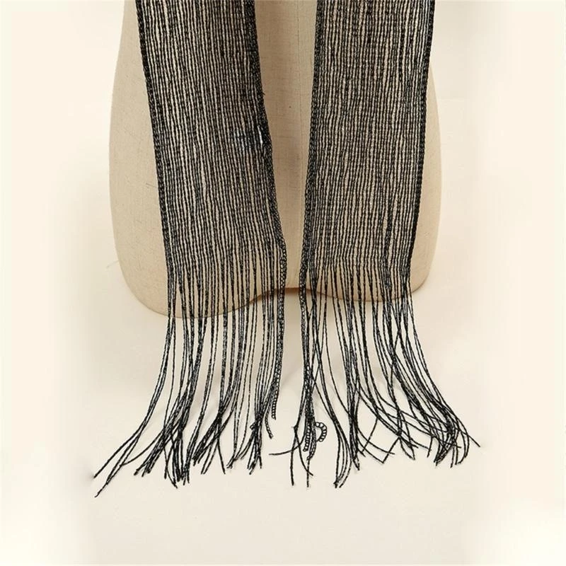 Sciarpa lunga e sottile con sciarpa al collo scintillante con frange Sciarpa stretta per donna Accessorio di moda per cravatte da cerimonia per cena formale