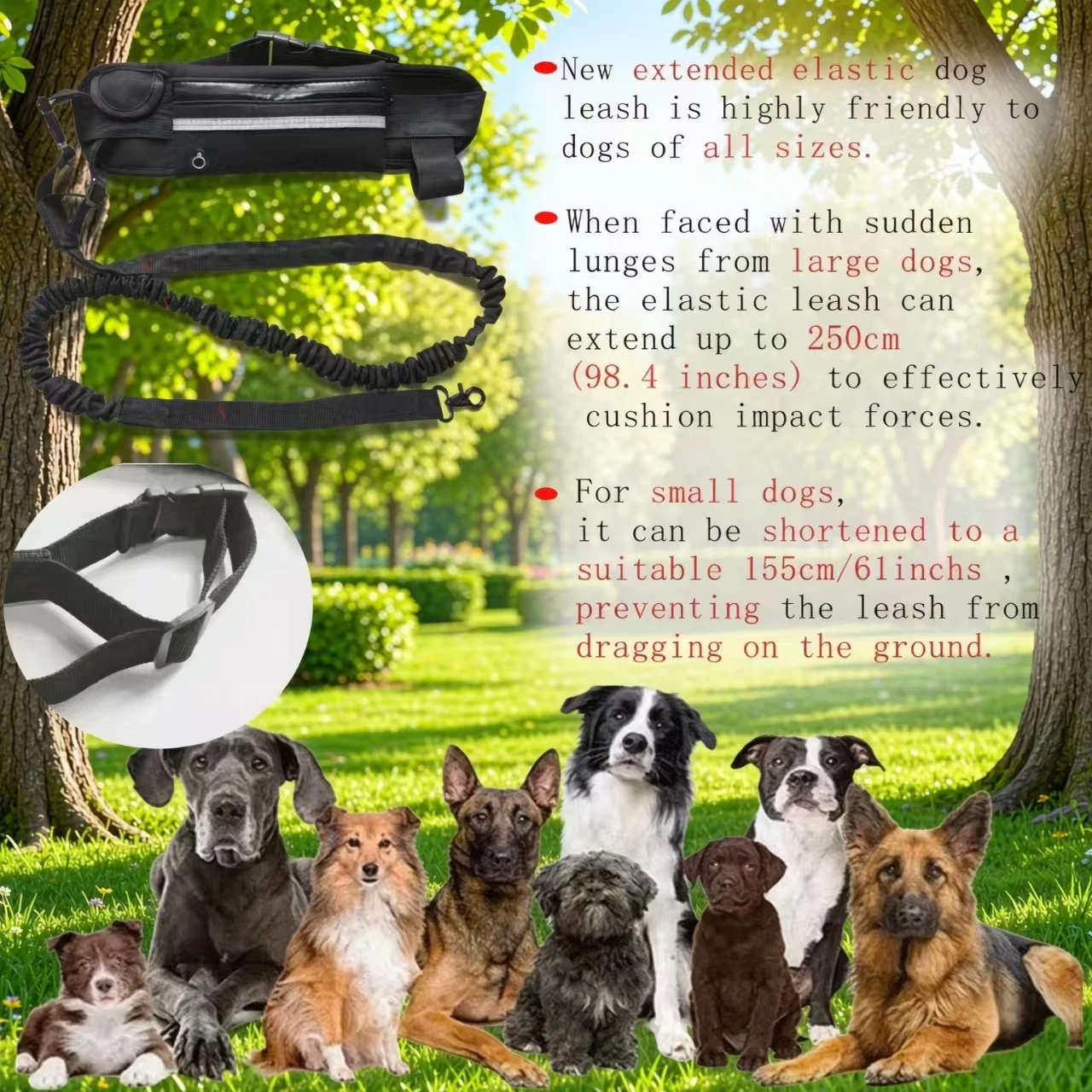 Tragbare Outdoor-Sport-Hüfttasche mit einziehbarer Hundeleine zum Wandern und Laufen - Hundeleinen-Hüfttasche – Detail 3