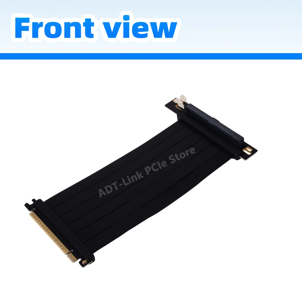 ADT-Link 90 Degree PCIe 5.0 X16 Single Row Extension Cable Ribbon Black PCI-e Gen5 Riser for GPU Graphics Card PC Case Modding